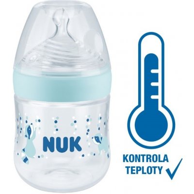 Nuk Lumísek kojenecká láhev Nature Sense s kontrolou teploty modrá 150 ml