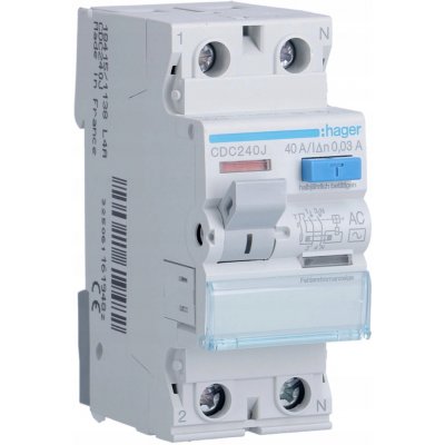 Hager Proudový chránič 2P 40A 0,03A typ AC CDC240J – Hledejceny.cz