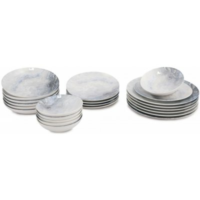 Hermia Porcelánová sada talířů Pearl bílá šedá 24 ks – Sleviste.cz
