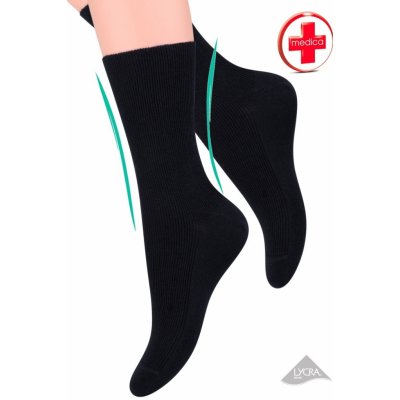 Steven dámské zdravotní ponožky žebrované černá – Zboží Mobilmania