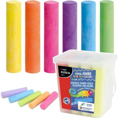 KIDEA Chodníkové křídy barevné a neonové JUMBO v kyblíku 20ks – Zboží Dáma