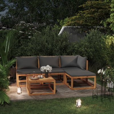 Petromila 5 Piece Garden Lounge Set with Cushion Solid Acacia Wood (311854+311856)