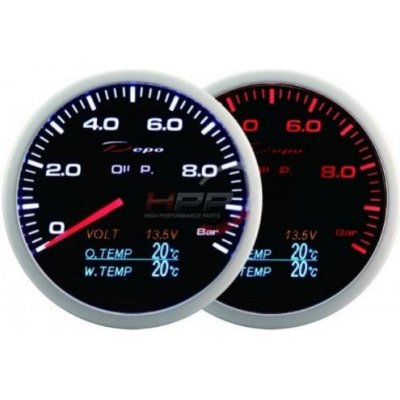 Přídavný budík Depo Racing WA 4in1 - tlak oleje, voltmetr, teplota oleje, teplota vody – Sleviste.cz