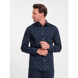 Ombre Clothing pánská košile s dlouhým rukávem Mitalar inkoustová modrá