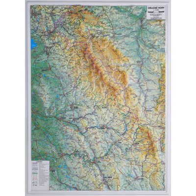 Kartografie HP Orlické hory - nástěnná plastická mapa Varianta: bez rámu, Provedení: plastická mapa