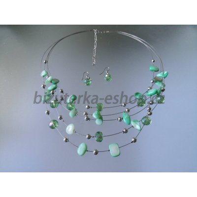 bizuterka-eshop.cz souprava náhrdelník a naušnice perličková perleťová zelená BZ-07154 – Zboží Mobilmania