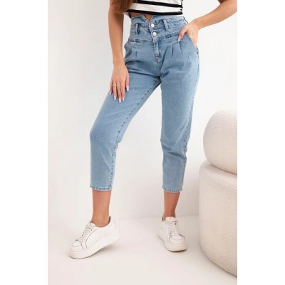 Kesi Dámské džíny paperbag s dvojitým zapínáním M.sara Modrá – Hledejceny.cz
