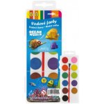 Teddies Vodové barvy se štětcem Ocean World 12 barev/21mm v plastové krabičce 7x18x1cm v sáčku – Zboží Dáma
