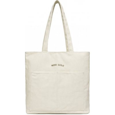 Miss Lulu velkokapacitní plátěná nákupní taška na rameno béžová – Hledejceny.cz