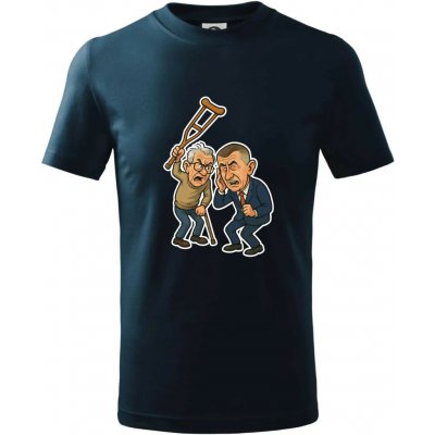 Babiš a berle tričko dětské bavlněné Námořní modrá velmi tmavá téměř černá – Hledejceny.cz