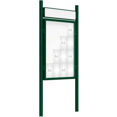 PROCITY Venkovní vitrína model 2000 16 x A4, zelená, včetně sloupků a záhlaví | Zboží Auto