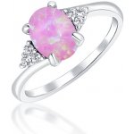 JVD Dámský zásnubní stříbrný prsten se zirkony a růžovým velkým opálem SVLR0406XH2O456 – Sleviste.cz