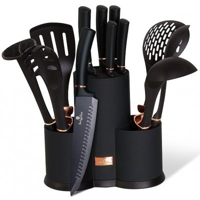 BH Sada nožů a kuchyňského náčiní ve stojanu 12 ks Black Rose Collection – Zboží Dáma