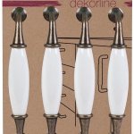 Walteco Set nábytkových úchytek 128mm, antik mosaz a bílý porcelán, 4 ks , 7741 – HobbyKompas.cz