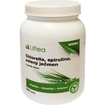 Liftea Chlorella spirulina zelený ječmen Na imunitu a trávení 250 tablet – Hledejceny.cz