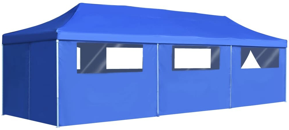OMAXI 706670 Skládací nůžkový party stan s 8 bočními stěnami 870x291x315 cm modrý