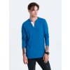 Pánské Tričko Ombre Clothing Pánské tričko s dlouhým rukávem Henley modrá