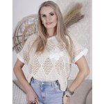 Světle béžový svetřík s květy BLOOSOM – Sleviste.cz
