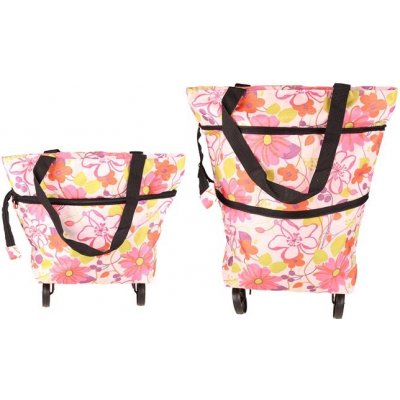 Nákupní taška s kolečky růžové květy