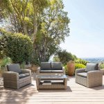 DEOKORK Ratanová sestava SANTORINI pro 4 osoby (šedá) – Zboží Dáma