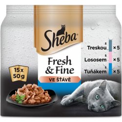 Sheba Fresh & Fine Rybí výběr ve šťávě 15 x 50 g