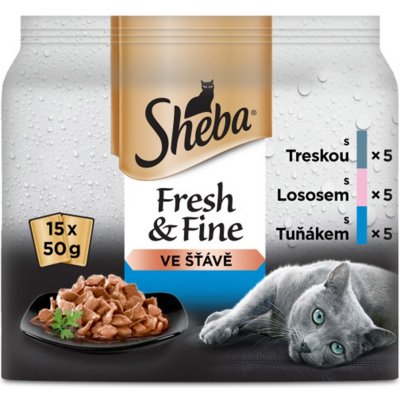 Sheba Fresh & Fine Rybí výběr ve šťávě 15 x 50 g – Zbozi.Blesk.cz