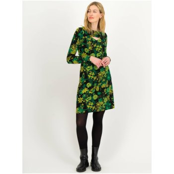Blutsgeschwister Petite Rafinesse dámské květované šaty s průstřihem černo-zelené