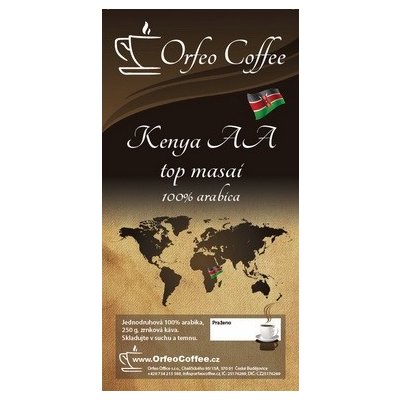Orfeo coffee Kenya AA Top Masai 100% arabika zrnková 250 g – Hledejceny.cz