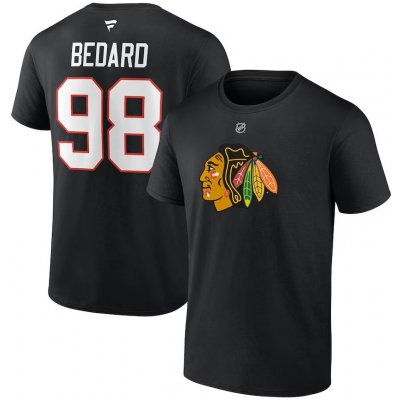 Fanatics pánské tričko Connor Bedard #98 Chicago Blackhawks Draft 2023 Stack Logo Name & Number Black – Zboží Mobilmania