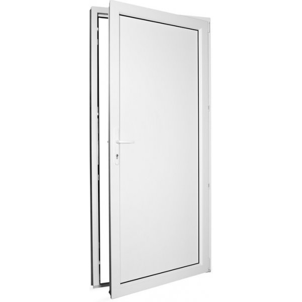 Venkovní dveře SkladOken.cz vedlejší vchodové dveře jednokřídlé 98 x 208 cm, plné, bílé, PRAVÉ