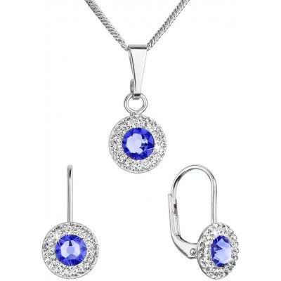 Evolution Group Sada šperků s krystaly Swarovski náušnice a přívěsek modré kulaté 39109.3 – Sleviste.cz