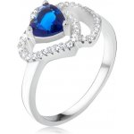 Šperky eshop prsten ze stříbra 925 modrý srdíčkovitý kámen zirkonové obrysy srdcí V6.4 – Hledejceny.cz