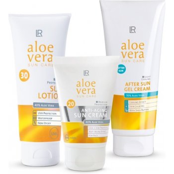 LR Aloe Vera Solární Anti-Aging opalovací krém SPF20 50 ml + Opalovací mléko SPF30 100 ml + krémový gel po opalování 200 ml dárková sada