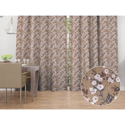 Biante Dekorační závěs PML-036 Pnoucí květiny na hnědém 145x200 cm – Hledejceny.cz