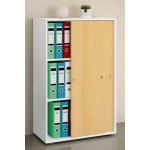 VCM Kancelářská skříň Lona XL s posuvnými dveřmi, bílá – Sleviste.cz