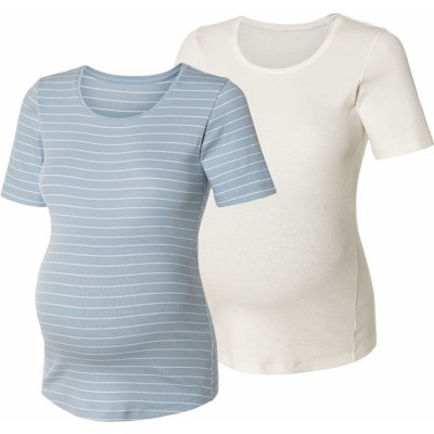 esmara dámské těhotenské triko s BIO bavlnou 2 kusy modrá/bílá – Zboží Mobilmania