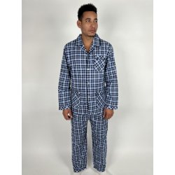 C-Lemon pánské pyžamo dlouhé propínací flanel tm.modré