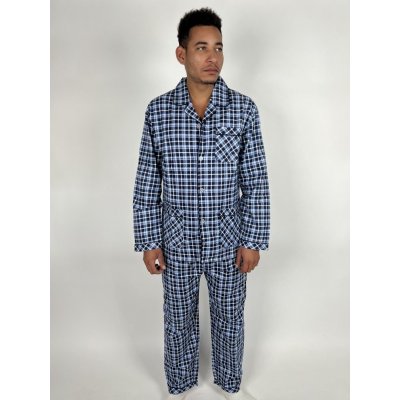 C-Lemon pánské pyžamo dlouhé propínací flanel tm.modré – Zboží Mobilmania