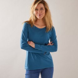 Blancheporte Jednobarevné tričko s dlouhými rukávy modrá