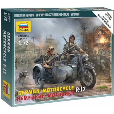 Zvezda German Motorcycle R-12 Wargames WWII military 6142 1:100