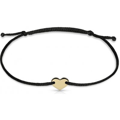 Danfil zlaté srdce s černou šňůrkou DLB/BLL008 žluté zlato – Zboží Mobilmania