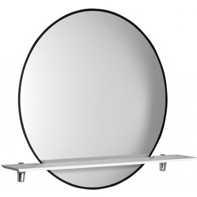 Sapho SHARON kulaté LED podsvícené zrcadlo, průměr 80cm s policí, černá mat ((E28904CI-01) 31255CI-01