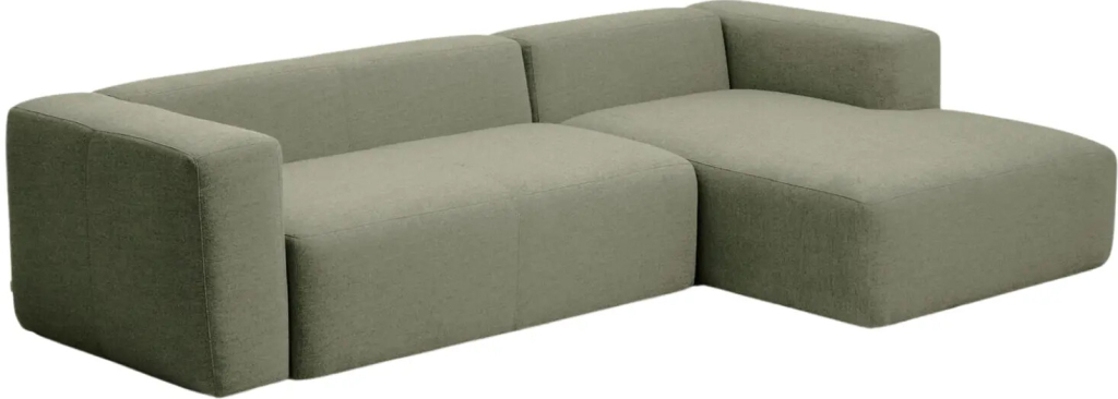 Kave Home Zelená manšestrová rohová pohovka Blok 300 cm pravá