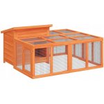 vidaXL Králíkárna hnědá 144 x 123 x 67,5 cm masivní borové dřevo – Zboží Dáma