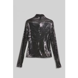 KARL LAGERFELD SEQUIN ZIP SLEEVE TOP černá