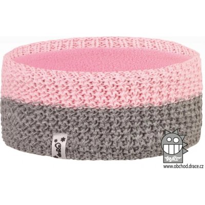Dráče Pletená čelenka s mikroflísem růžovo-šedá – Hledejceny.cz