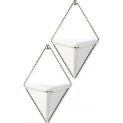 Umbra TRIGG Wall Vase Small, váza, vázy, dekorace na zeď, obývací pokoj, bytové doplňky, keramika, sada 2 kusů, bílá/niklová, 470753-670 – Hledejceny.cz