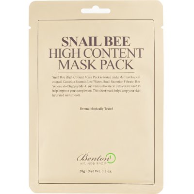 BENTON - SNAIL BEE HIGH CONTENT MASK PACK - Pleťová maska s hlemýždím mucinem a včelím jedem 20 ml – Zboží Mobilmania