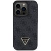 Pouzdro a kryt na mobilní telefon Apple Pouzdro Guess PU 4G Strass Triangle Metal Logo iPhone 15 Pro černé