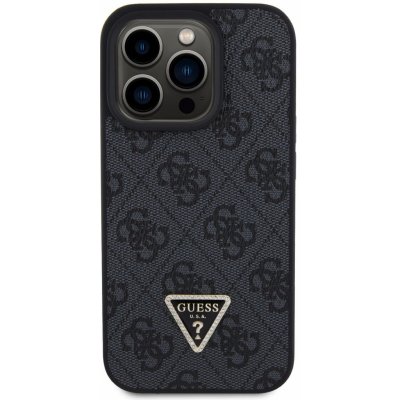 Pouzdro Guess PU 4G Strass Triangle Metal Logo iPhone 15 Pro černé – Zboží Mobilmania